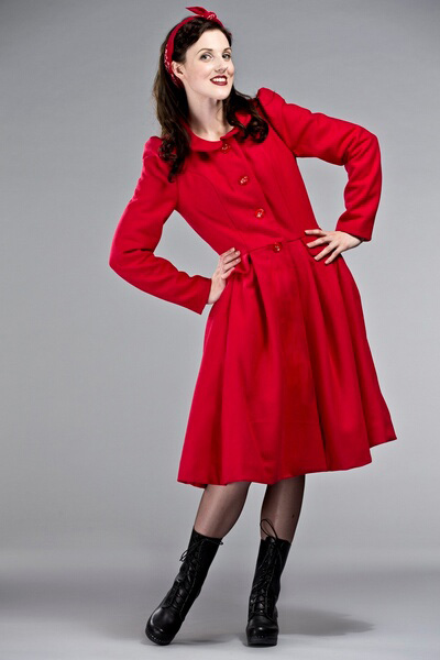Dolly manteau retro rouge