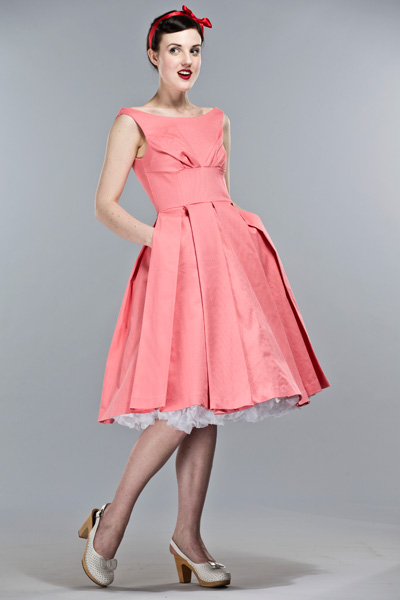 Robe annee 50 Mitsy coral